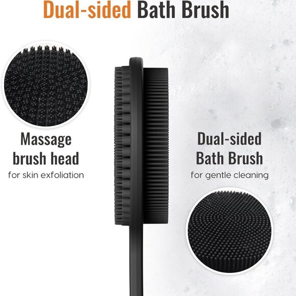 Silicone Back Scrubber for Shower, Silicone Face Scrubber for Men,17in Lengthen - Picture 4 of 6